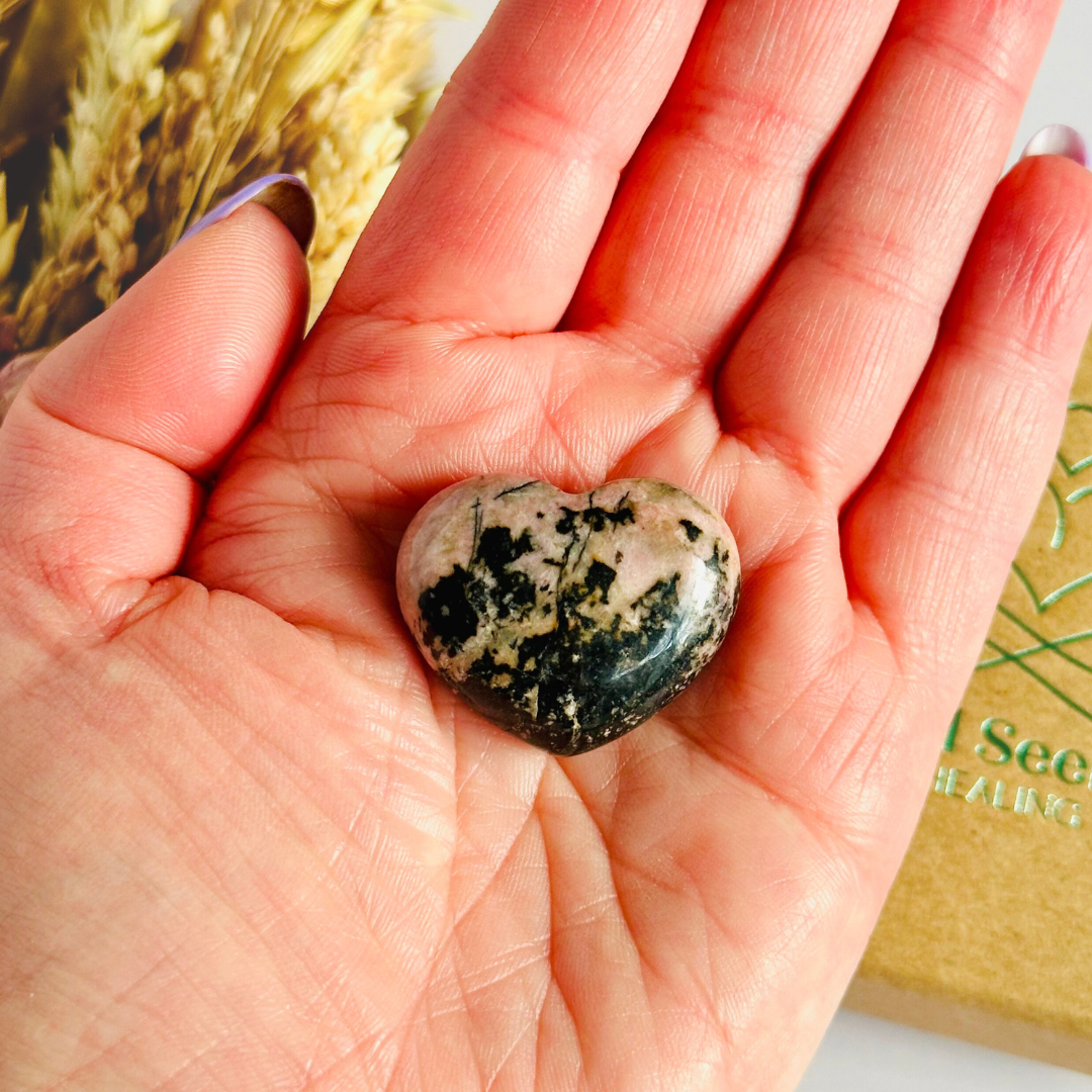 Rhodonite crystal heart