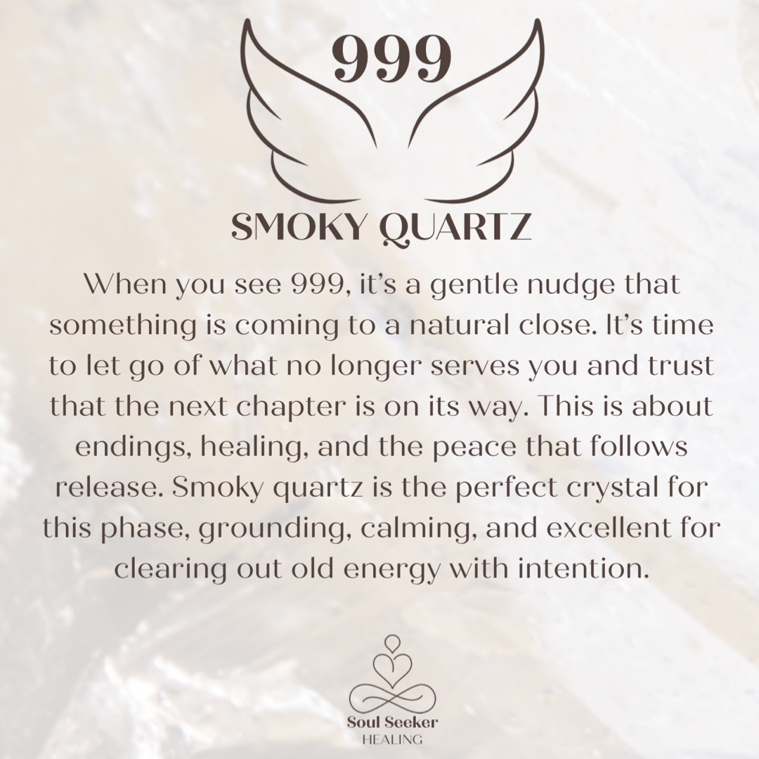 Smoky quartz 999 angel number engraved wooden bead bracelet
