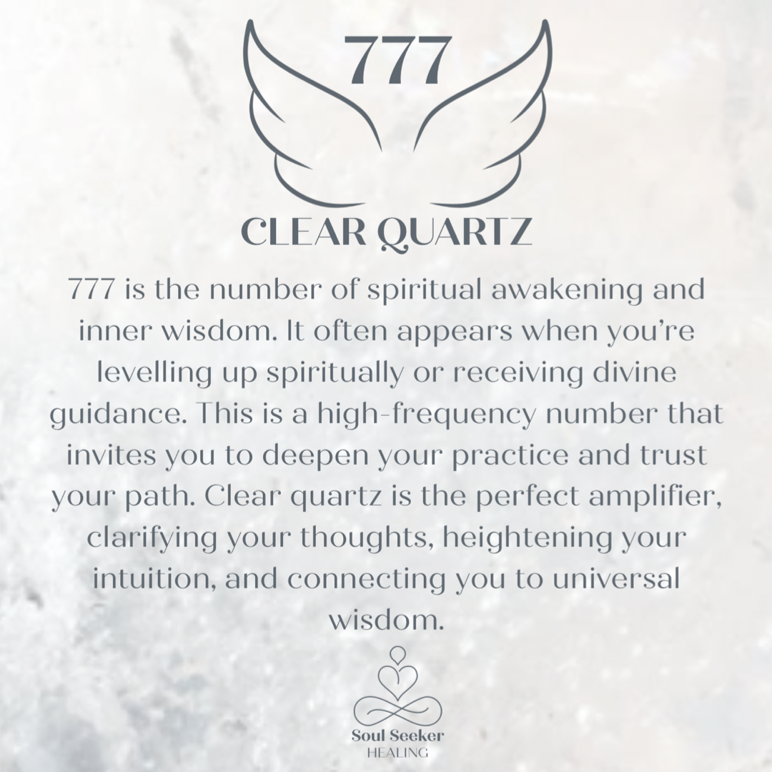 Clear quartz 777 angel number engraved wooden bead bracelet