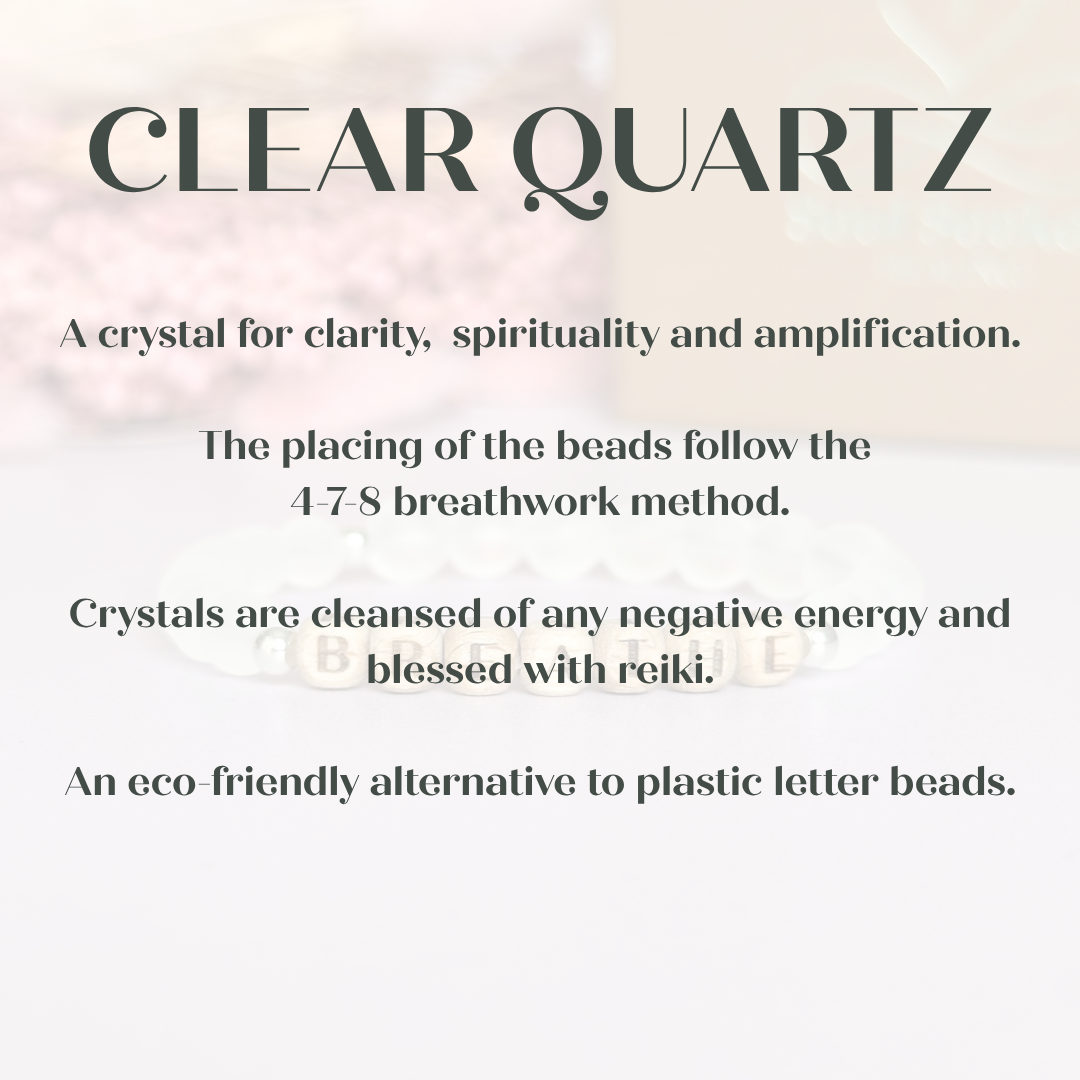 Frosted clear quartz 4~7~8 breath work bracelet