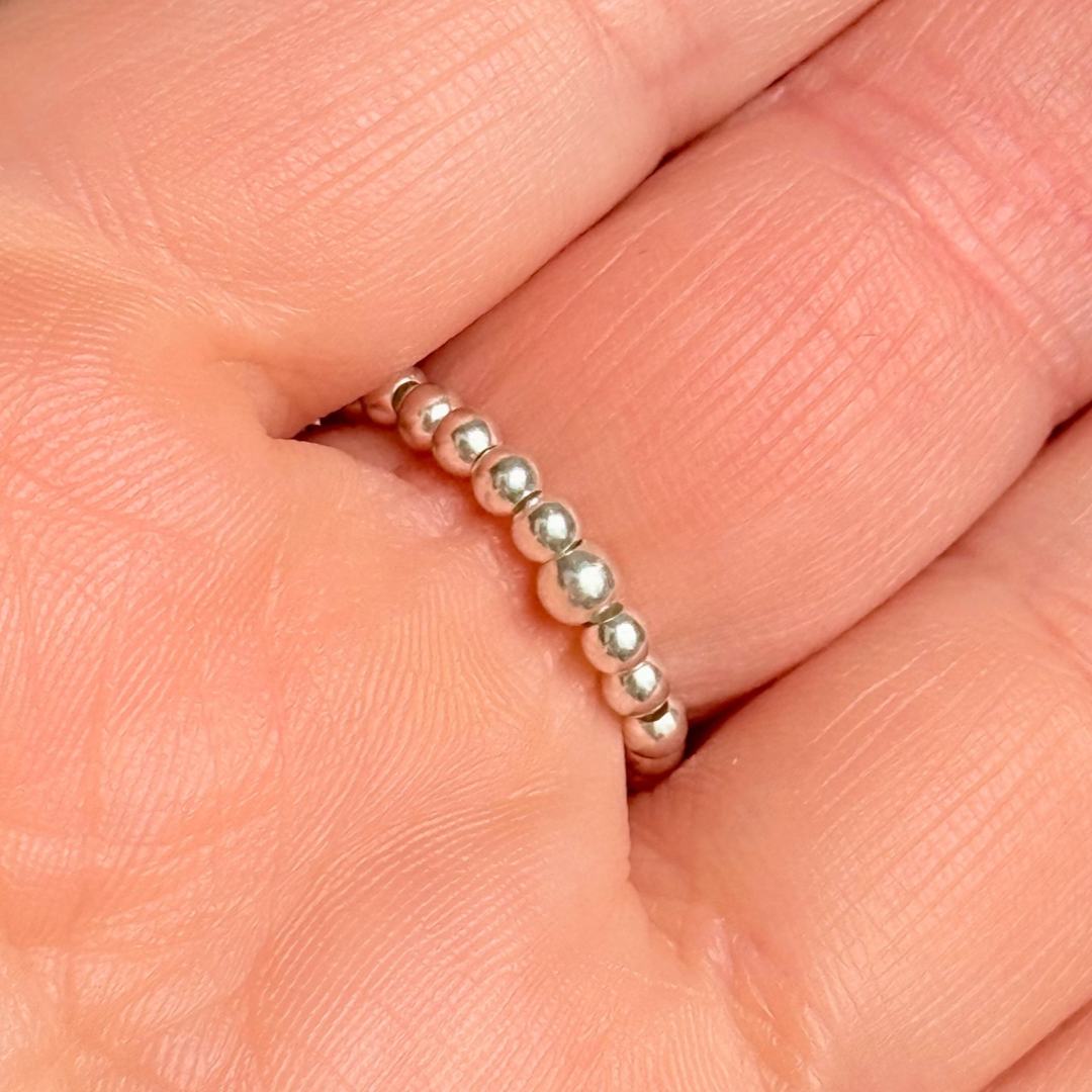 Dainty Pink Opal sterling silver stretch ring