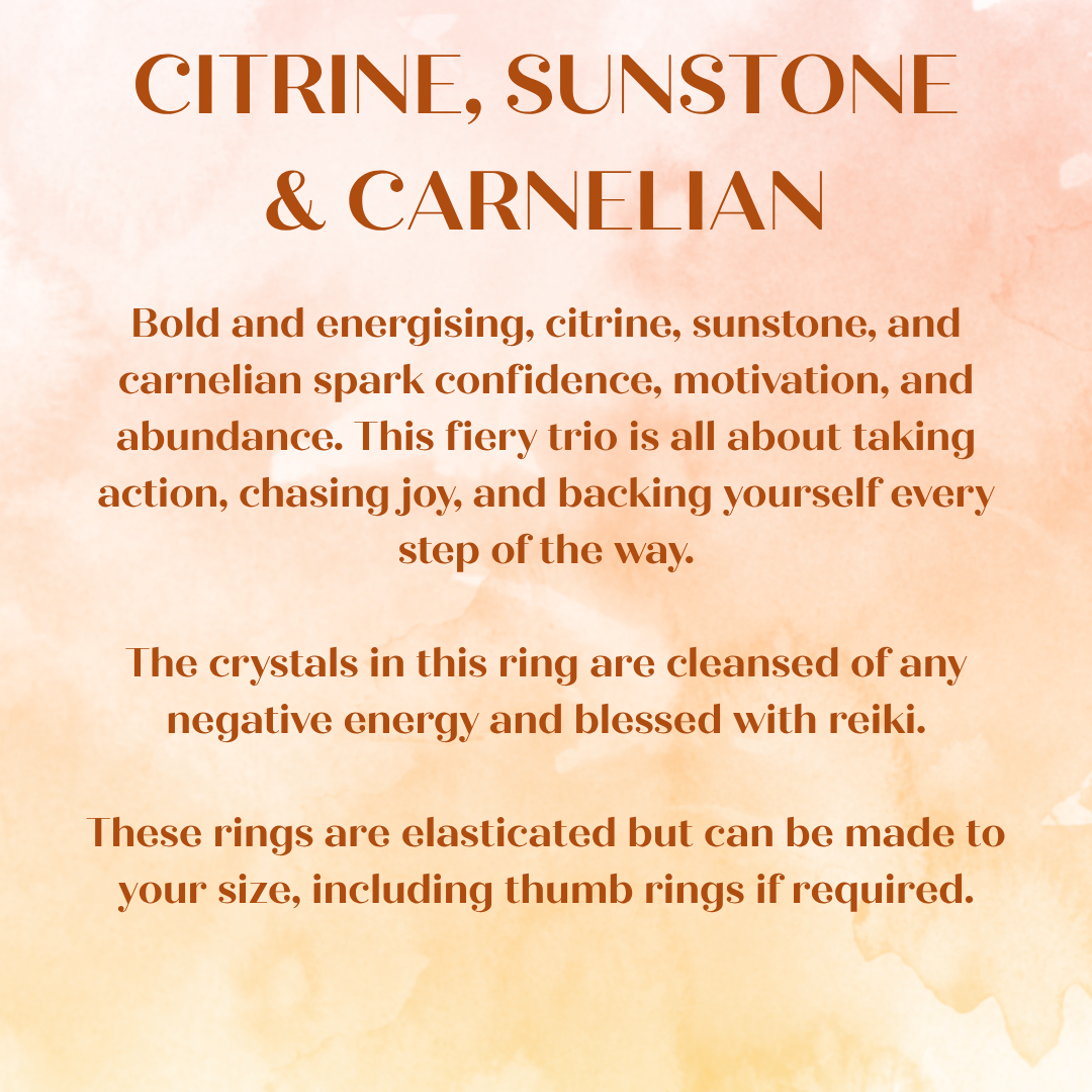 Ombré citrine, sunstone and carnelian sterling silver ring