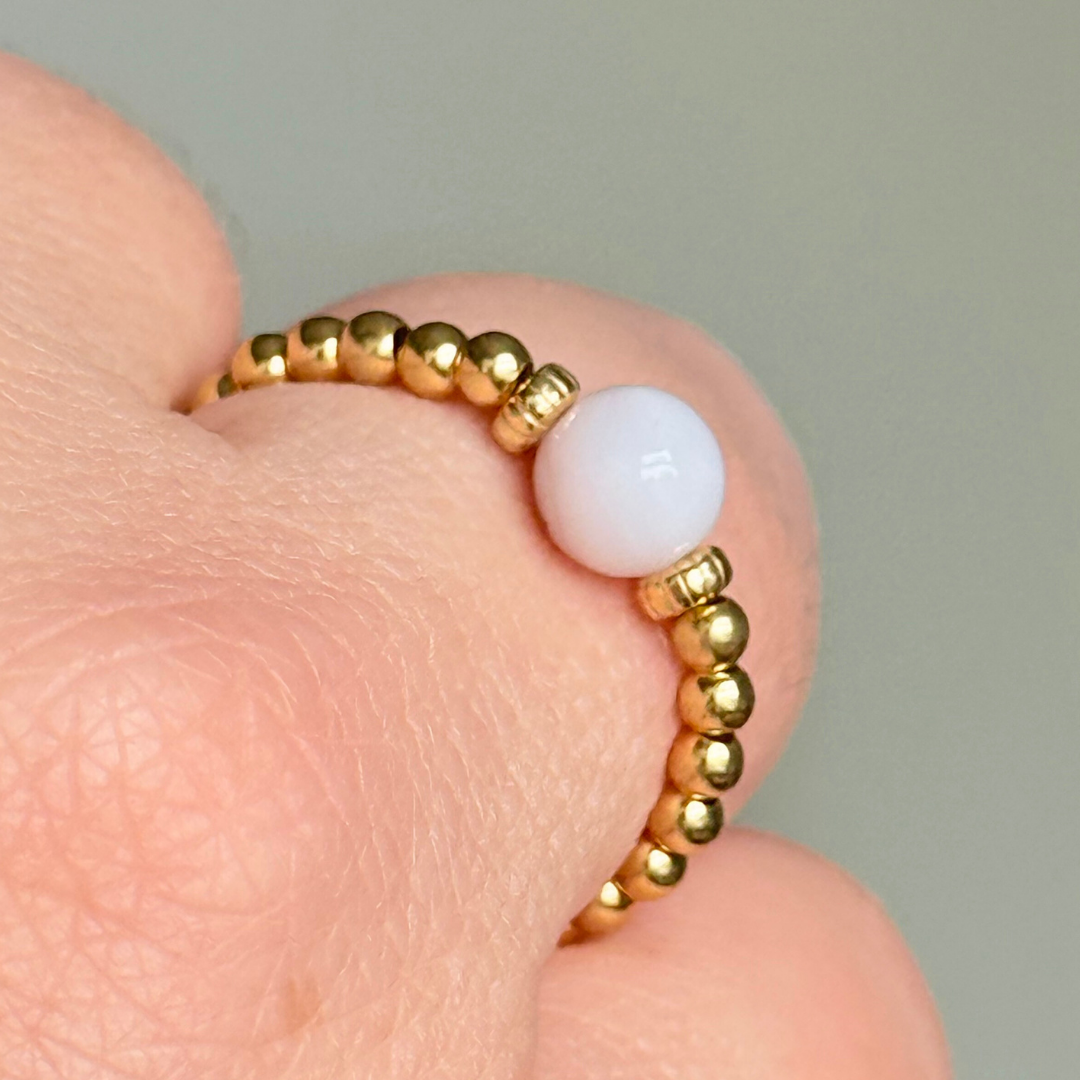 Pink Opal gold vermeil stretch ring