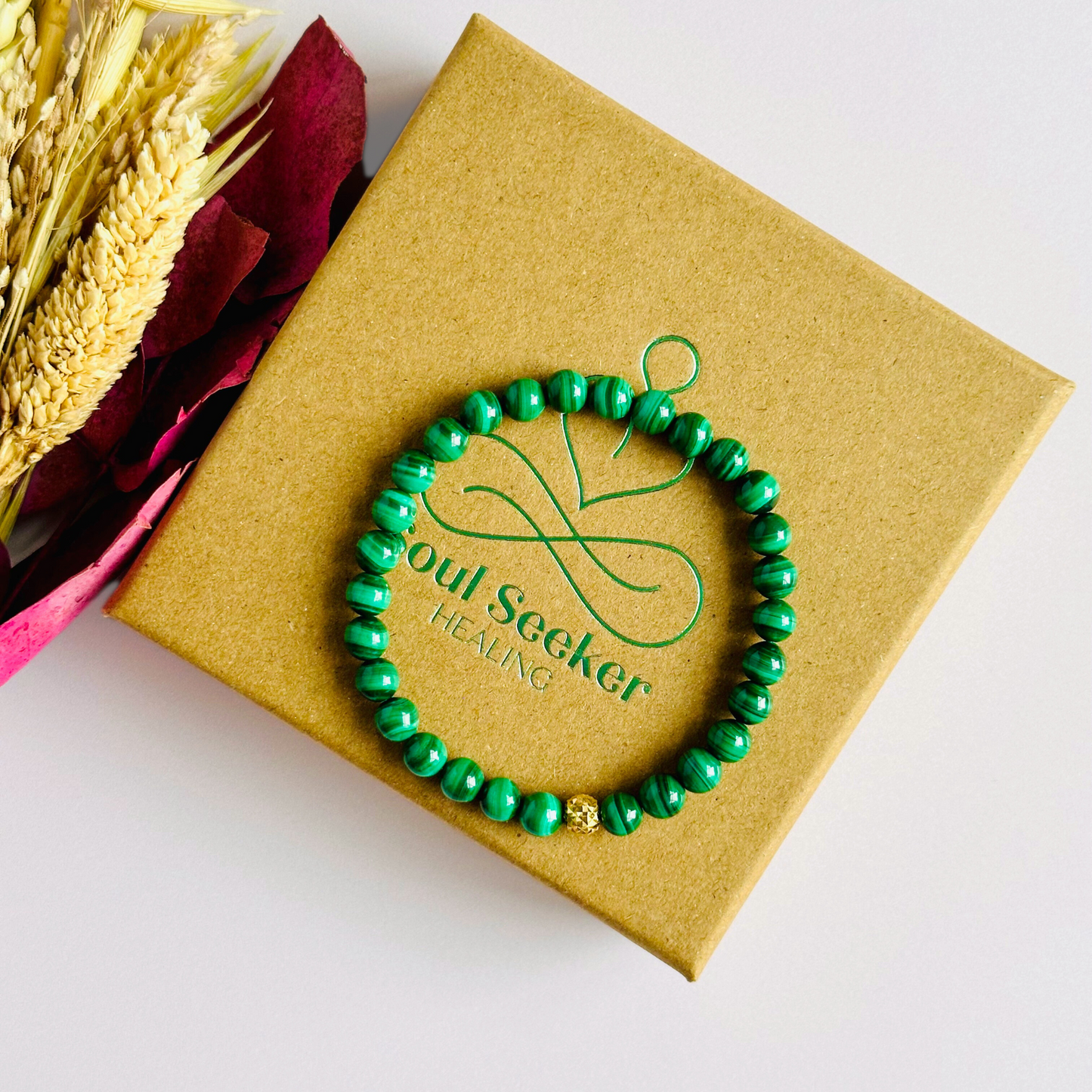 Malachite bracelet with focal bead