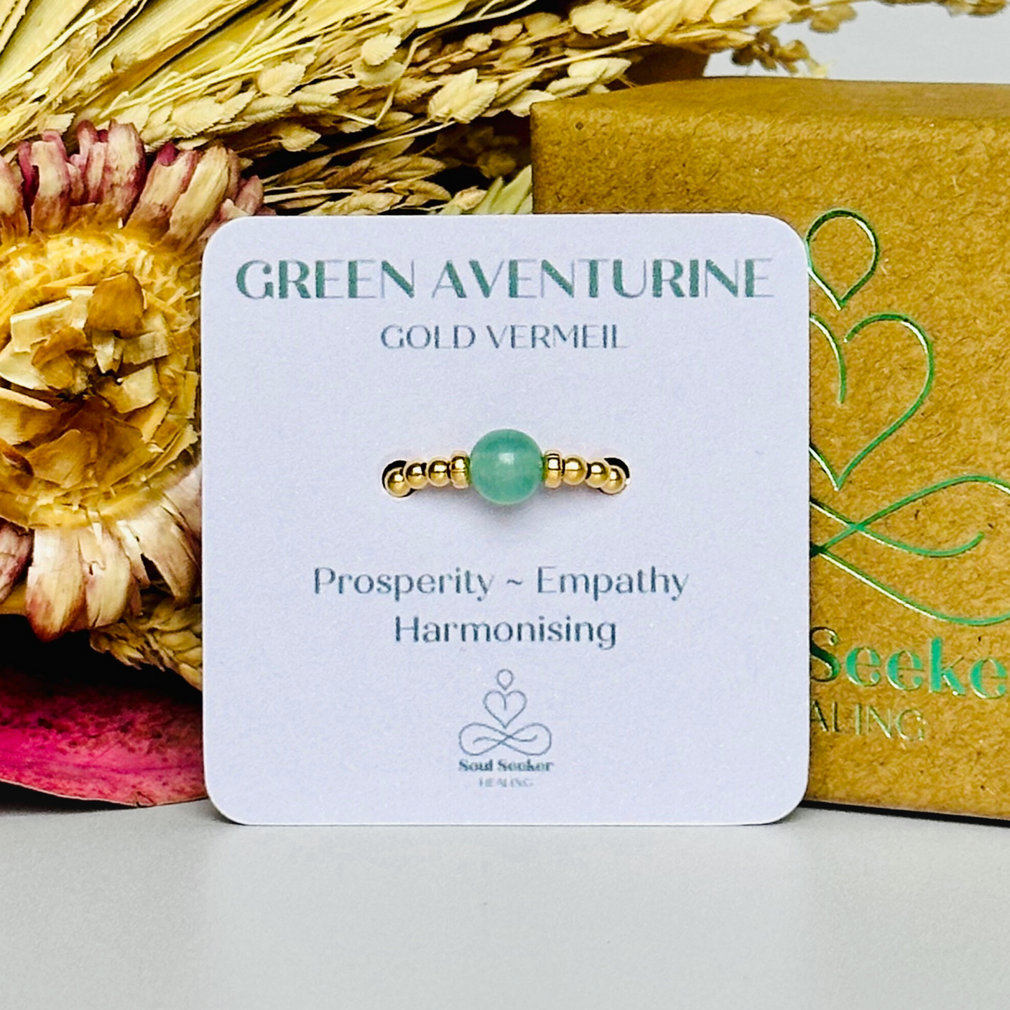 Green aventurine ring, green aventurine gold ring, green aventurine ring gold, gold vermeil green aventurine ring, august birthstone ring,, crystal healing ring, stretch ring, elastic ring
