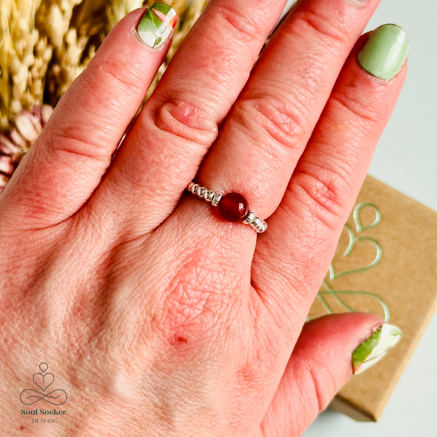 Carnelian sterling silver ring