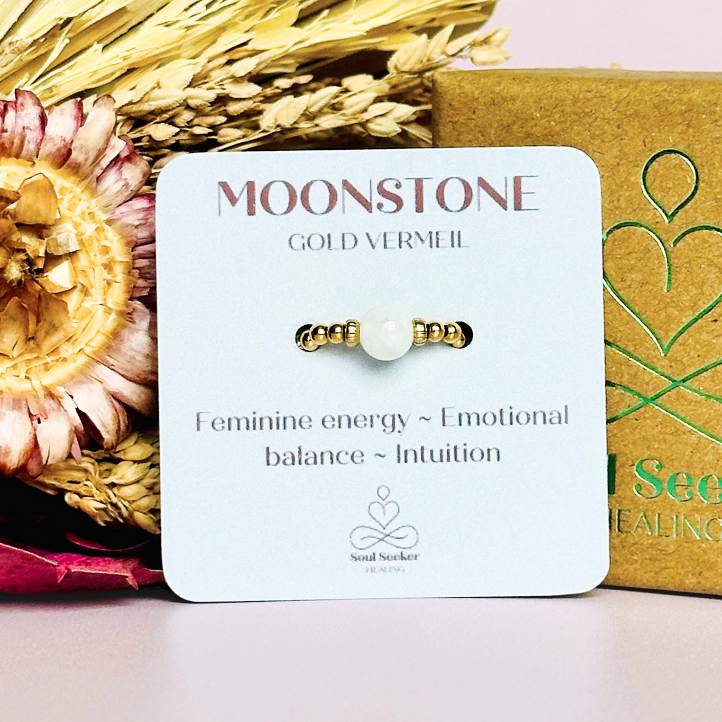 Moonstone ring, stretchy crystal ring, moonstone ring gold, gold moonstone ring, june birthstone, june birthstone ring, june birthstone jewelllery