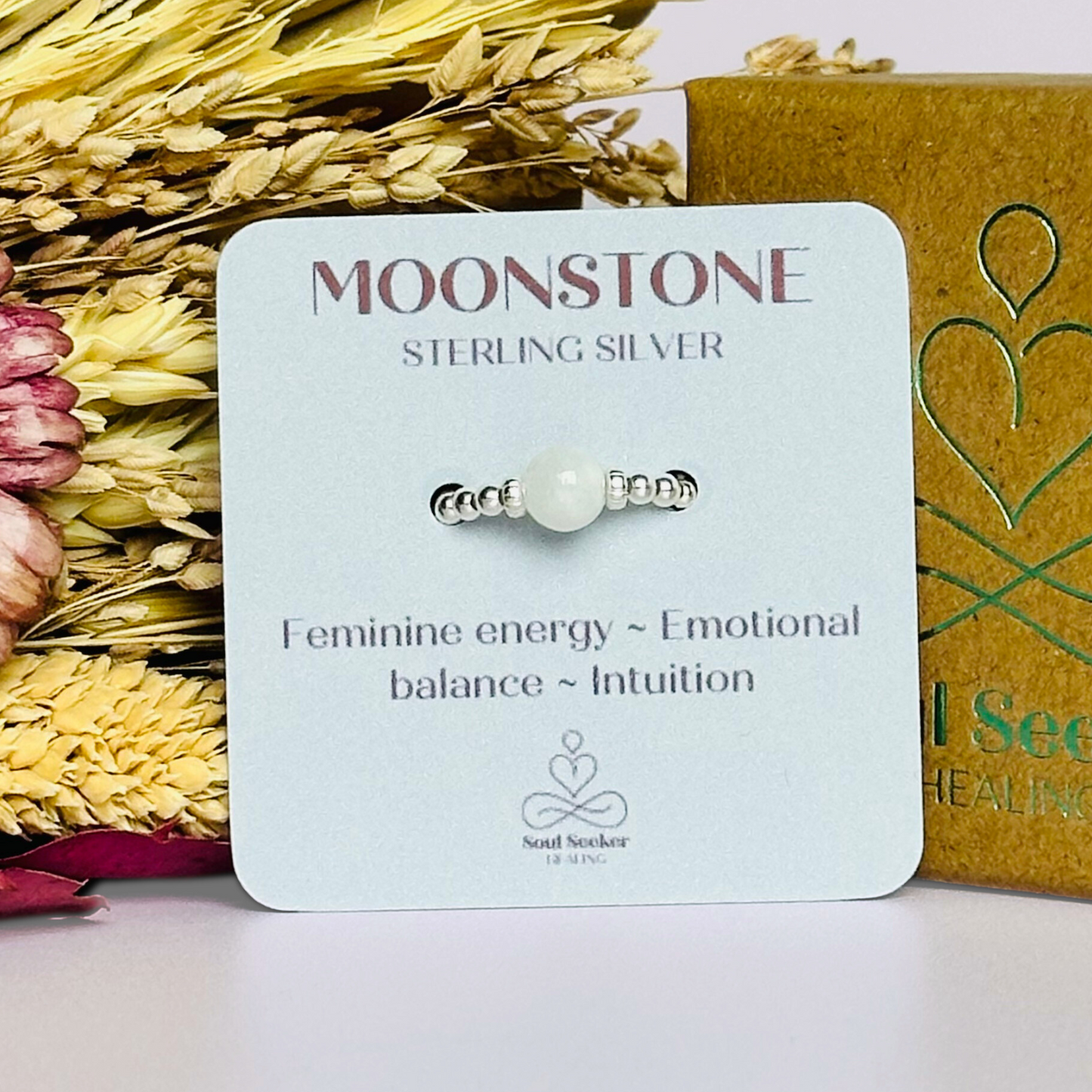 Moonstone ring, stretchy crystal ring, moonstone ring silver, silver moonstone ring, june birthstone, june birthstone ring, june birthstone jewelllery