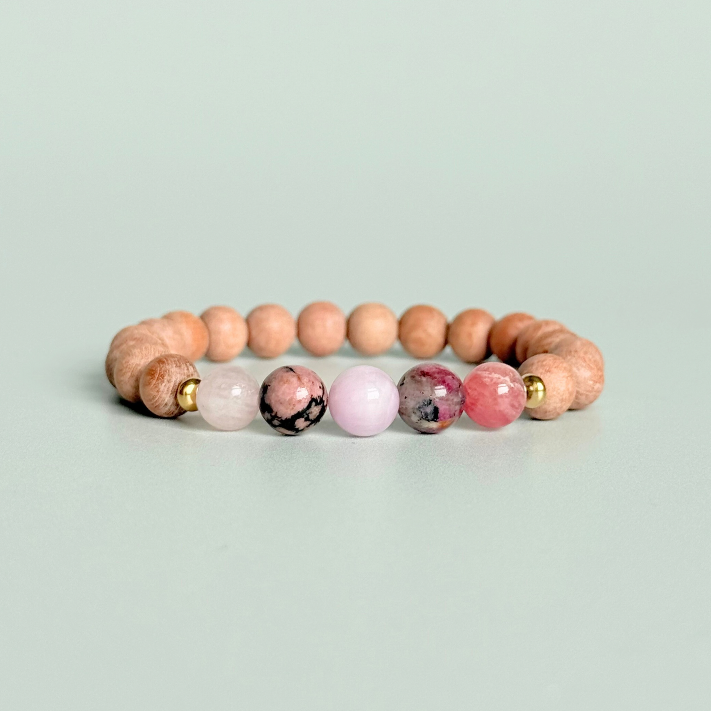 Essential oil diffuser bracelet, self love bracelet, crystal bracelet for self love, aromatherapy bracelet, crystal healing bracelet, rose quartz bracelet, kunzite bracelet, rhodonite bracelet, rhodochrosite bracelet, rubellite bracelet