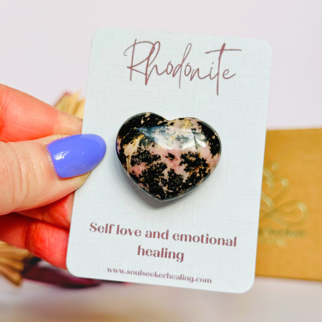 Rhodonite crystal heart