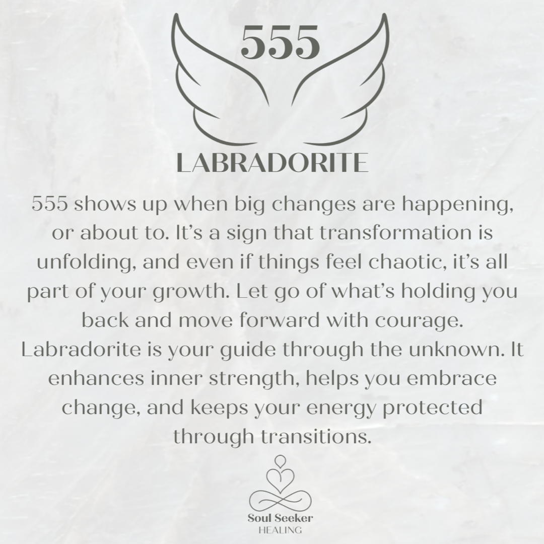 Labradorite 555 angel number engraved wooden bead bracelet