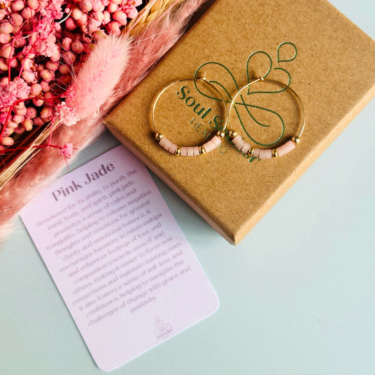 Pink jade gold filled hoop earrings on 25mm gold filled hoops, pink jade gold earrings