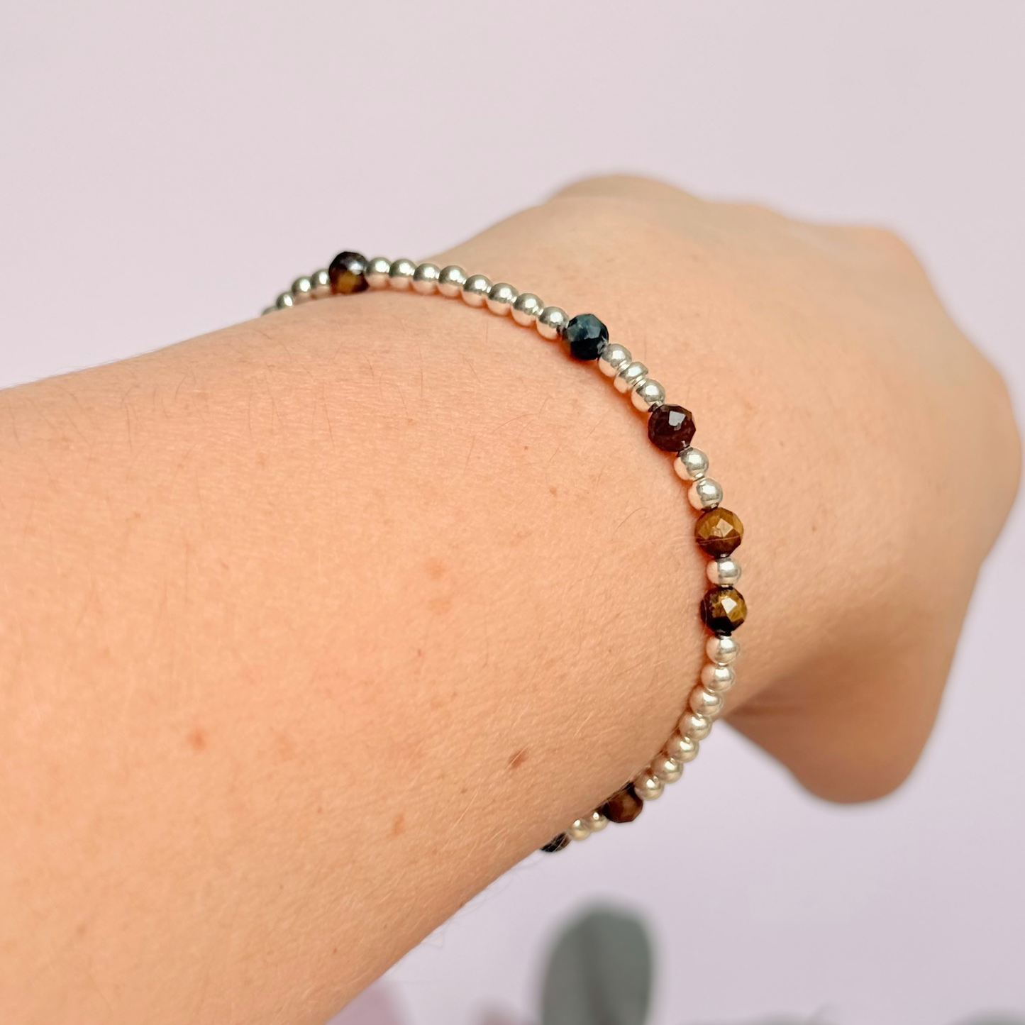 ‘Ask, believe, receive’ tigers eye crystal morse code bracelet for abundance and manifestation