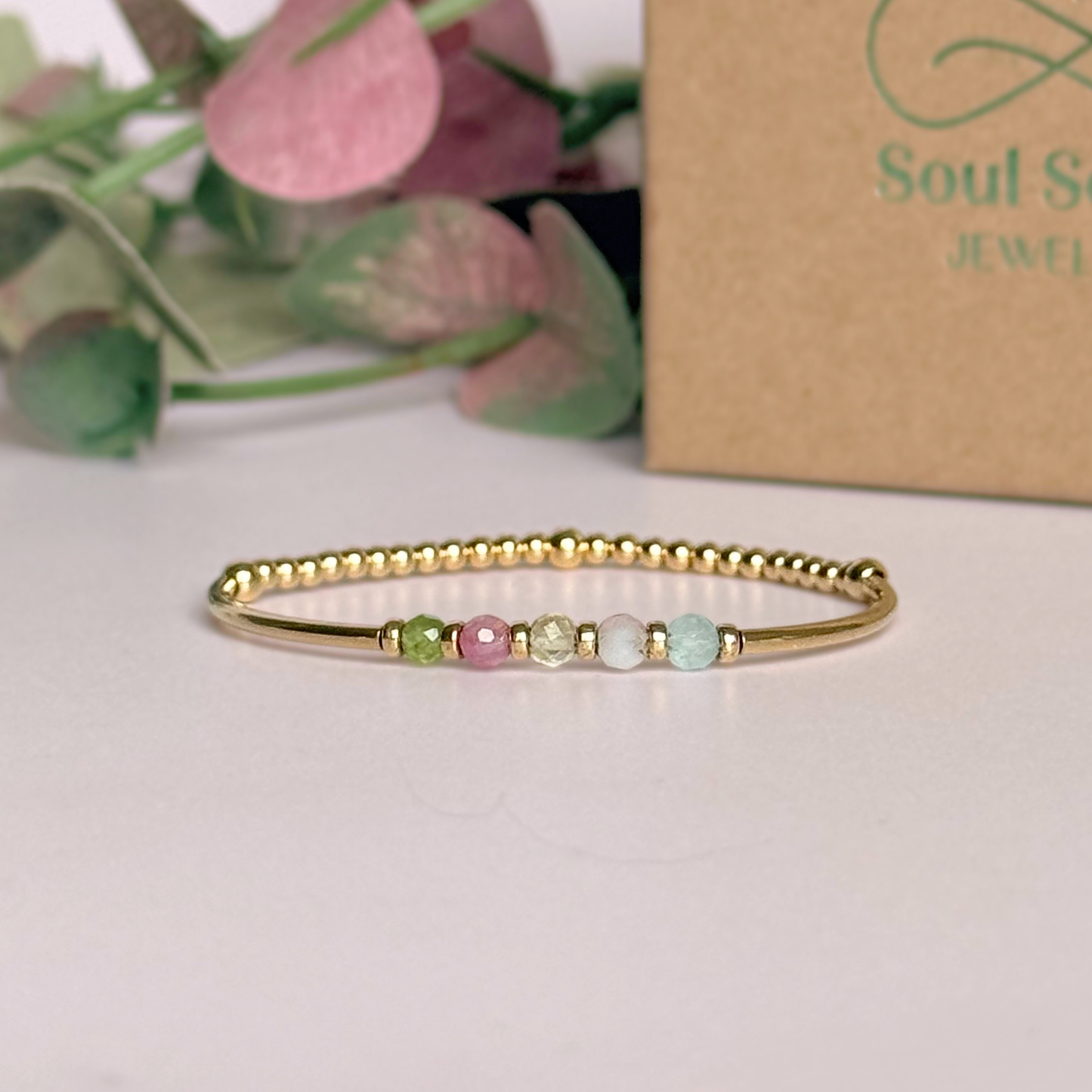 Personalised Custom Family Birthstone Gold Filled Crystal Bracelet