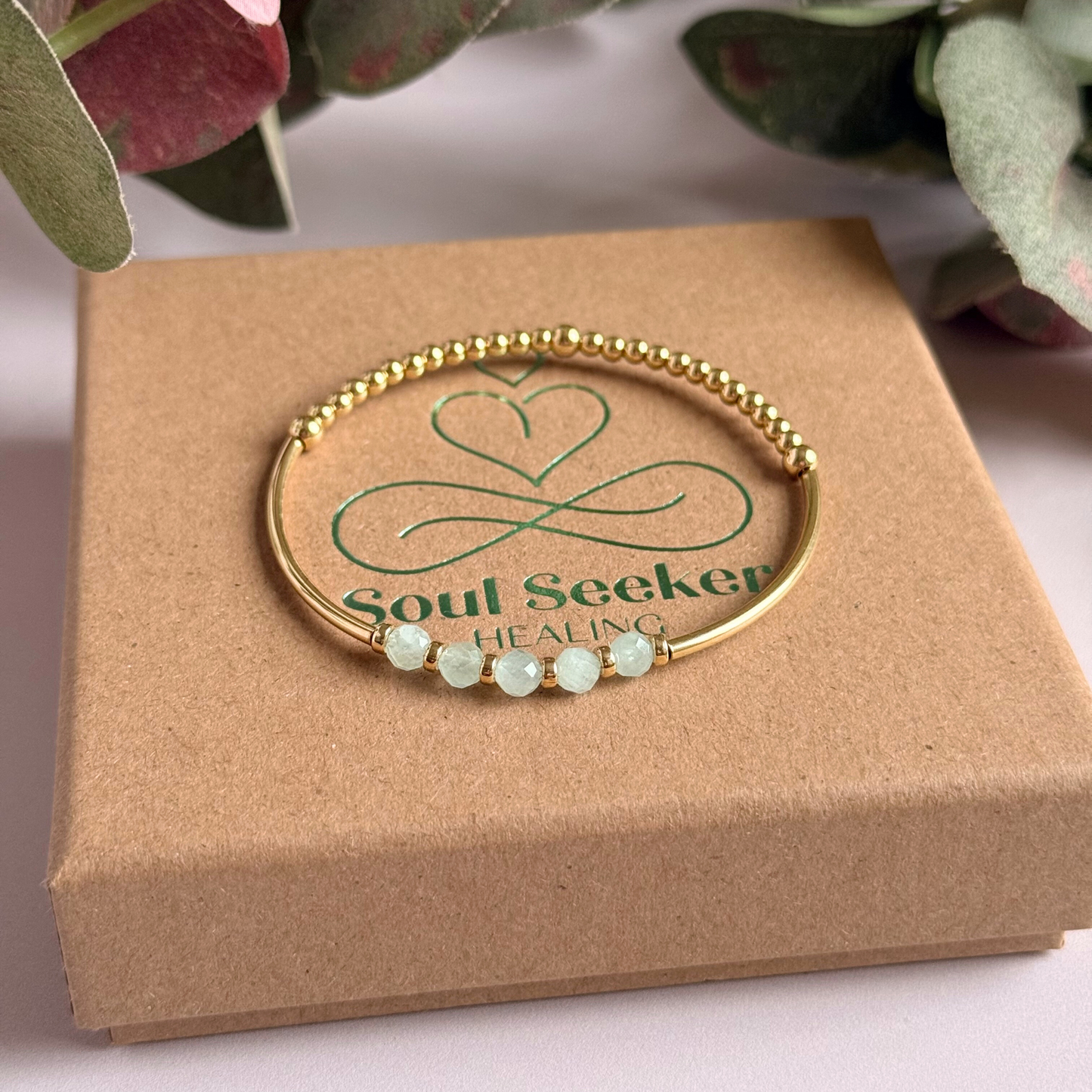March Birthstone Milestone Birthday Gold Filled Aquamarine Bracelet
