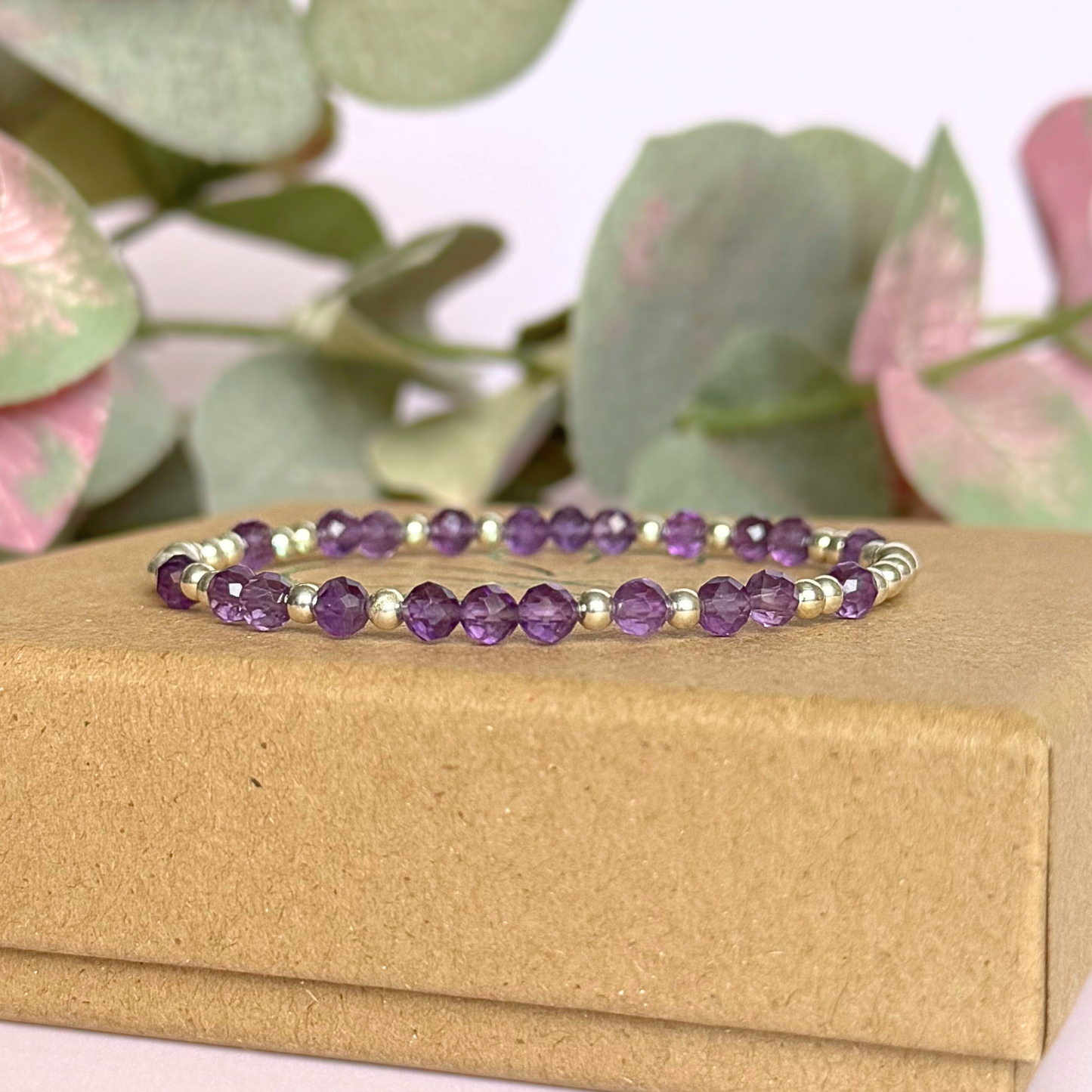 Sterling Silver Amethyst February Birthstone Bracelet