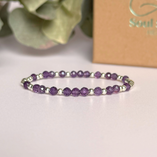 Sterling Silver Amethyst February Birthstone Bracelet