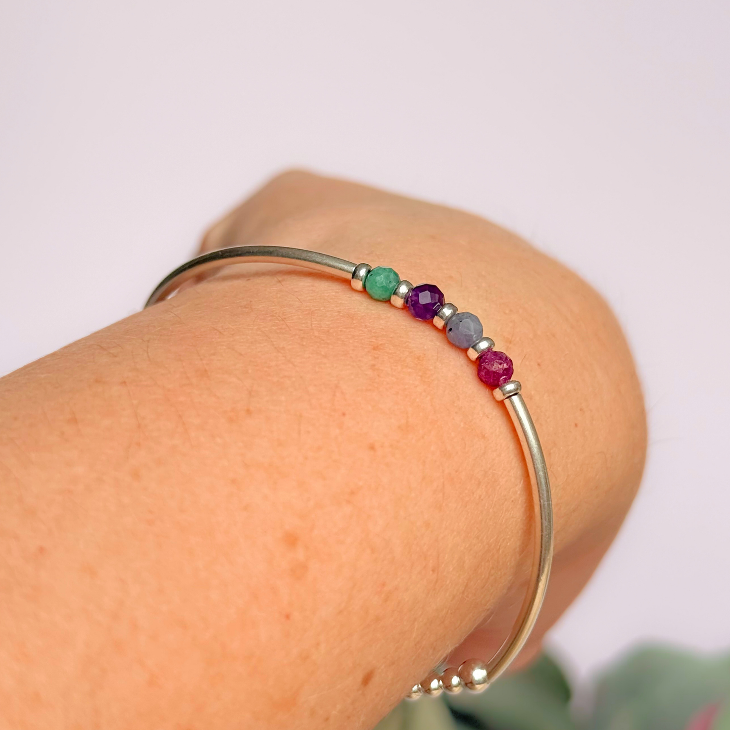 Personalised Custom Family Birthstone Sterling Silver Crystal Bracelet