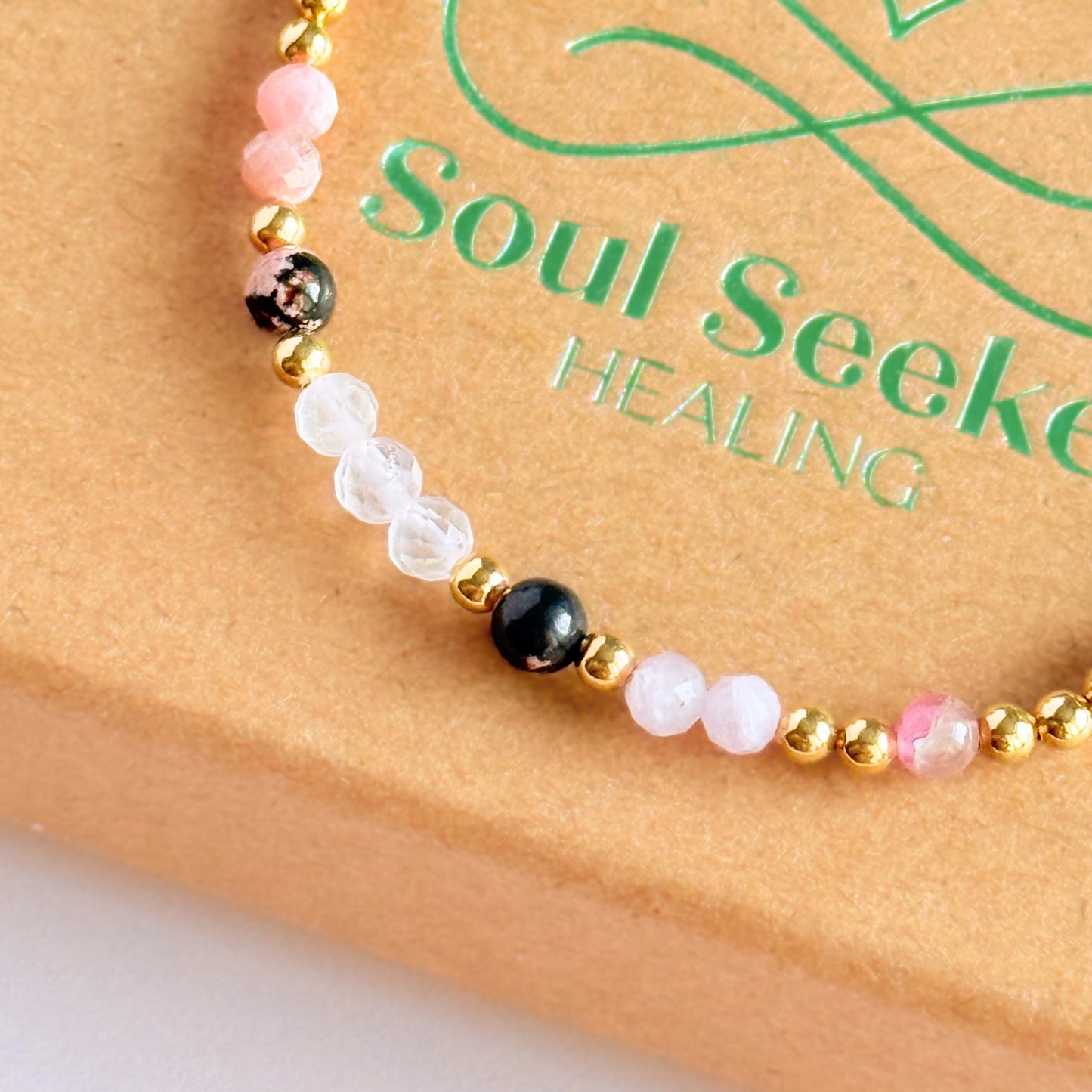 Gold vermeil crystal self love bracelet