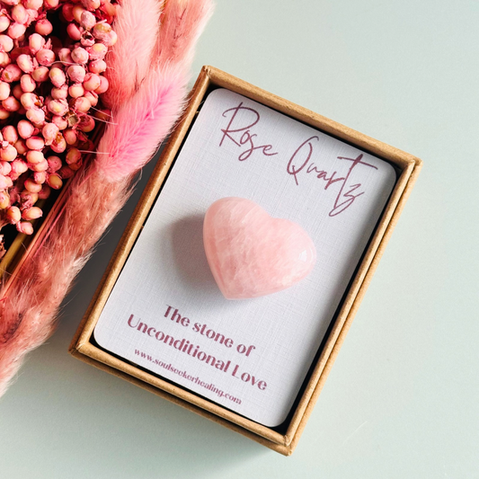 A beautiful, ethically mined rose quartz heart, presented on an eco-friendly textured card with the words ‘The stone of universal love.’ This heart shaped rose quartz crystal measures approximately 25mm x 25mm, making it an ideal size to carry with you wherever you go or to display in your sacred space. A cotton bag is included to keep it safe.