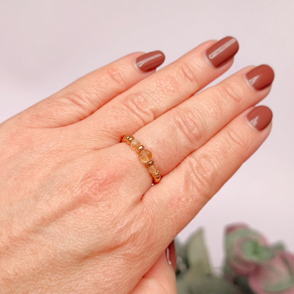 Citrine crystal trilogy gold vermeil ring