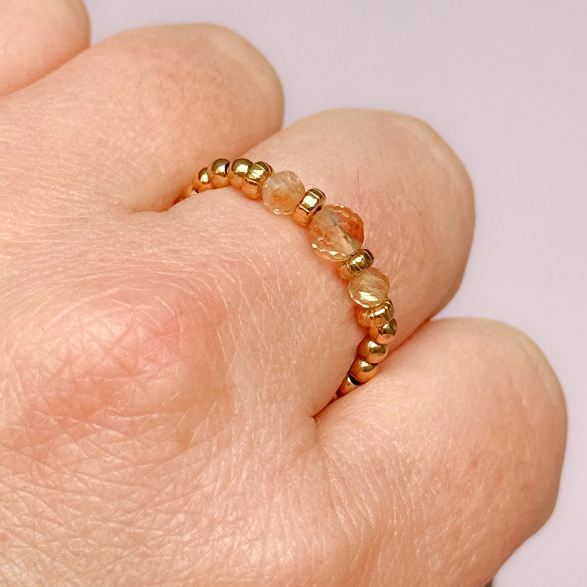Citrine crystal trilogy gold vermeil ring