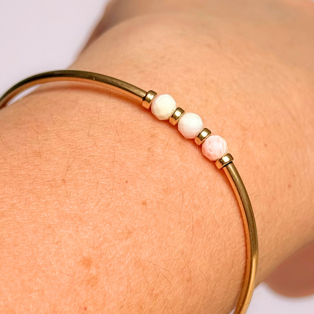 October Birthstone Milestone Birthday Gold Filled Pink Opal Bracelet