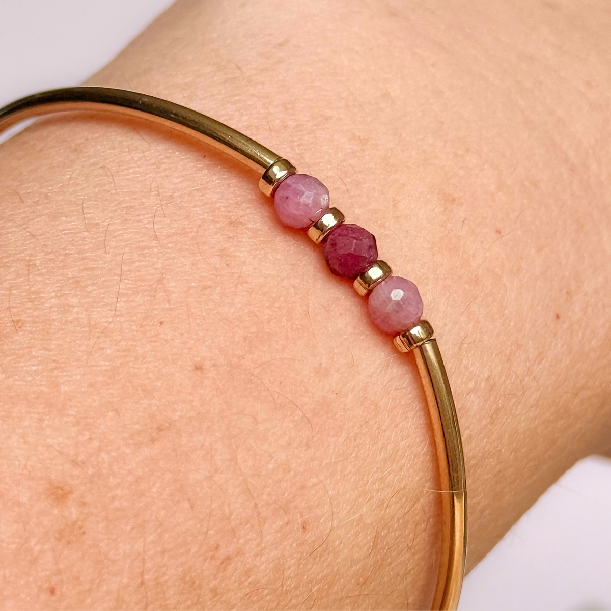 October Birthstone Milestone Birthday Gold Filled Pink Tourmaline Bracelet