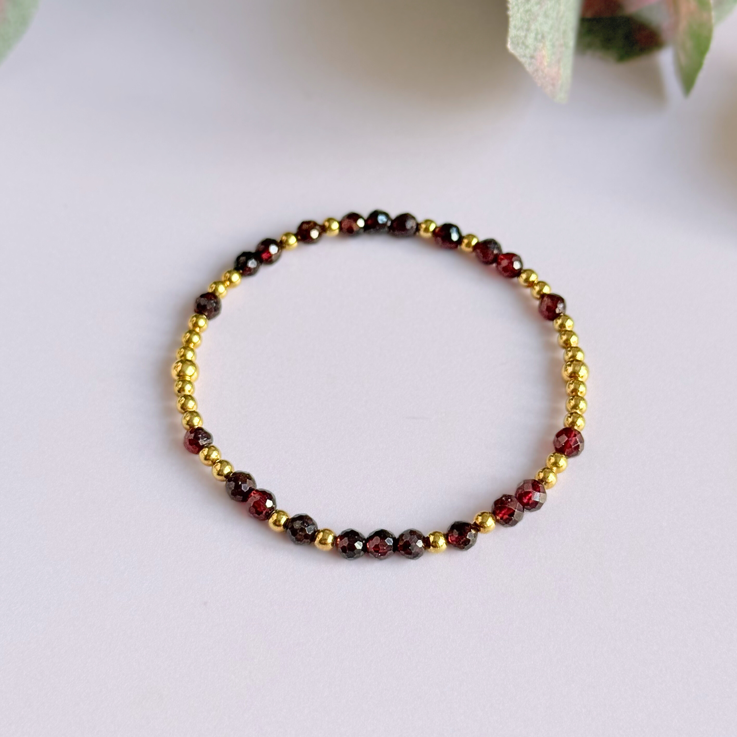 Gold Vermeil Garnet January Birthstone Bracelet
