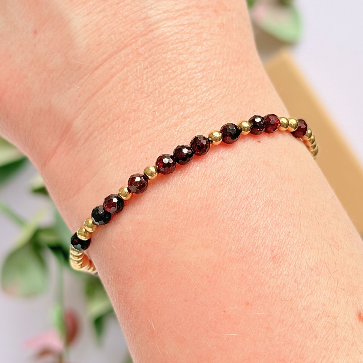 Gold Vermeil Garnet January Birthstone Bracelet