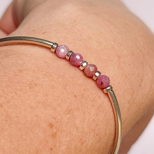 October Birthstone Milestone Birthday Sterling Silver Pink Tourmaline Bracelet