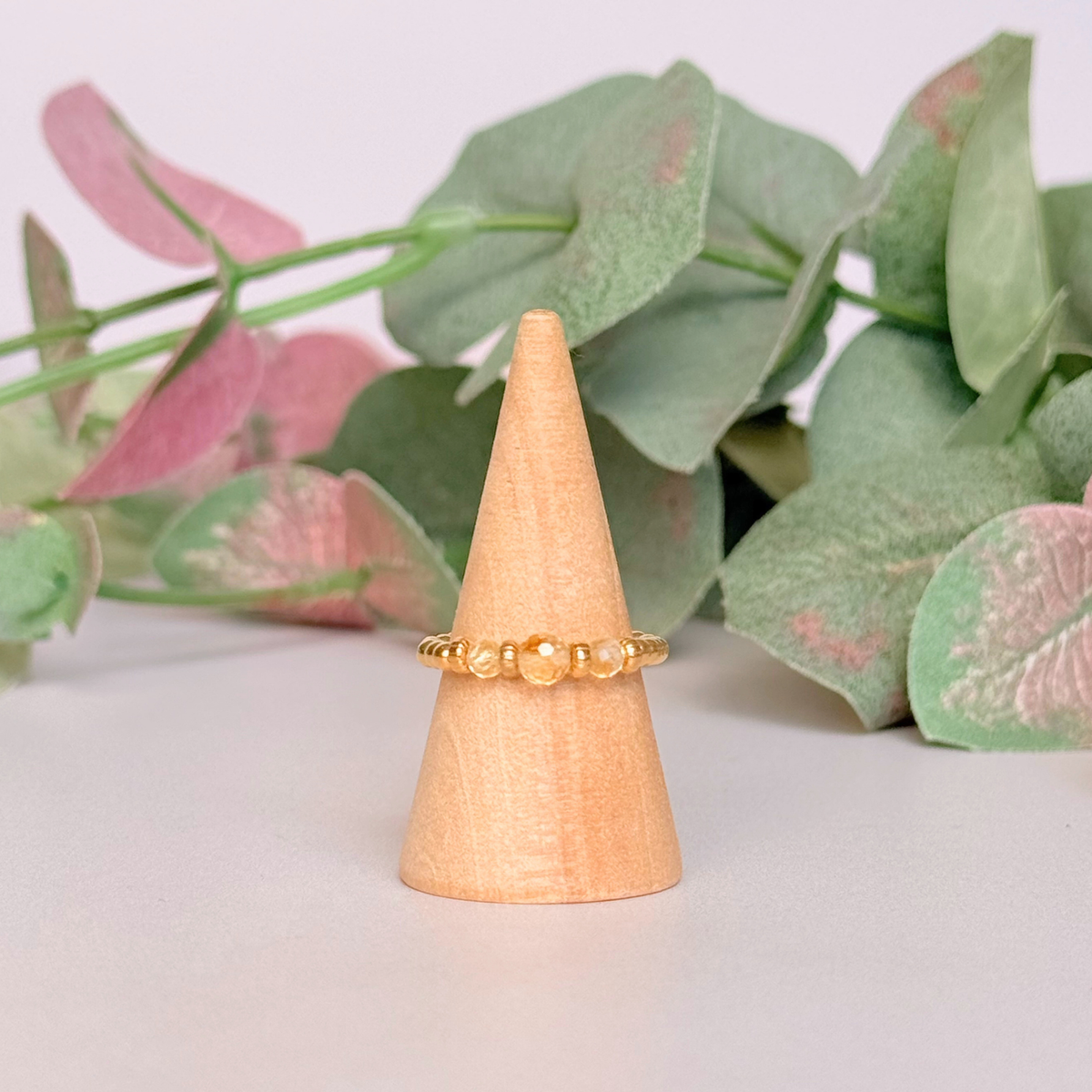 Citrine crystal trilogy gold vermeil ring