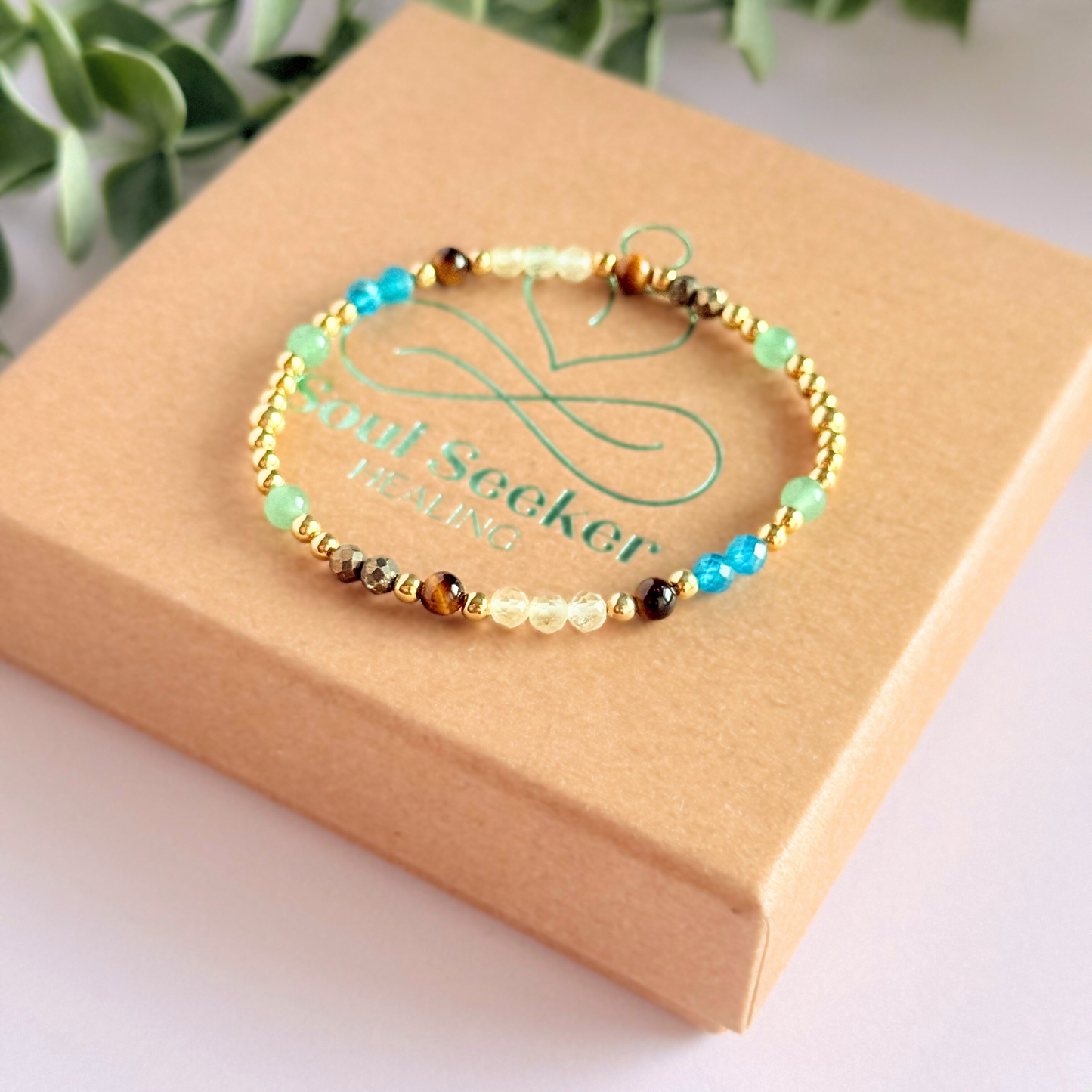 Gold vermeil crystal manifestation bracelet