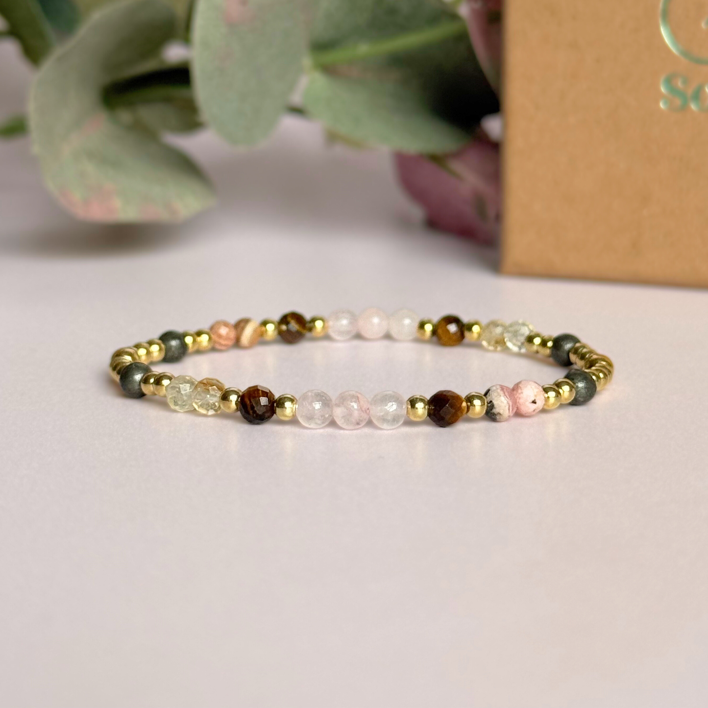 Gold vermeil crystal self confidence bracelet