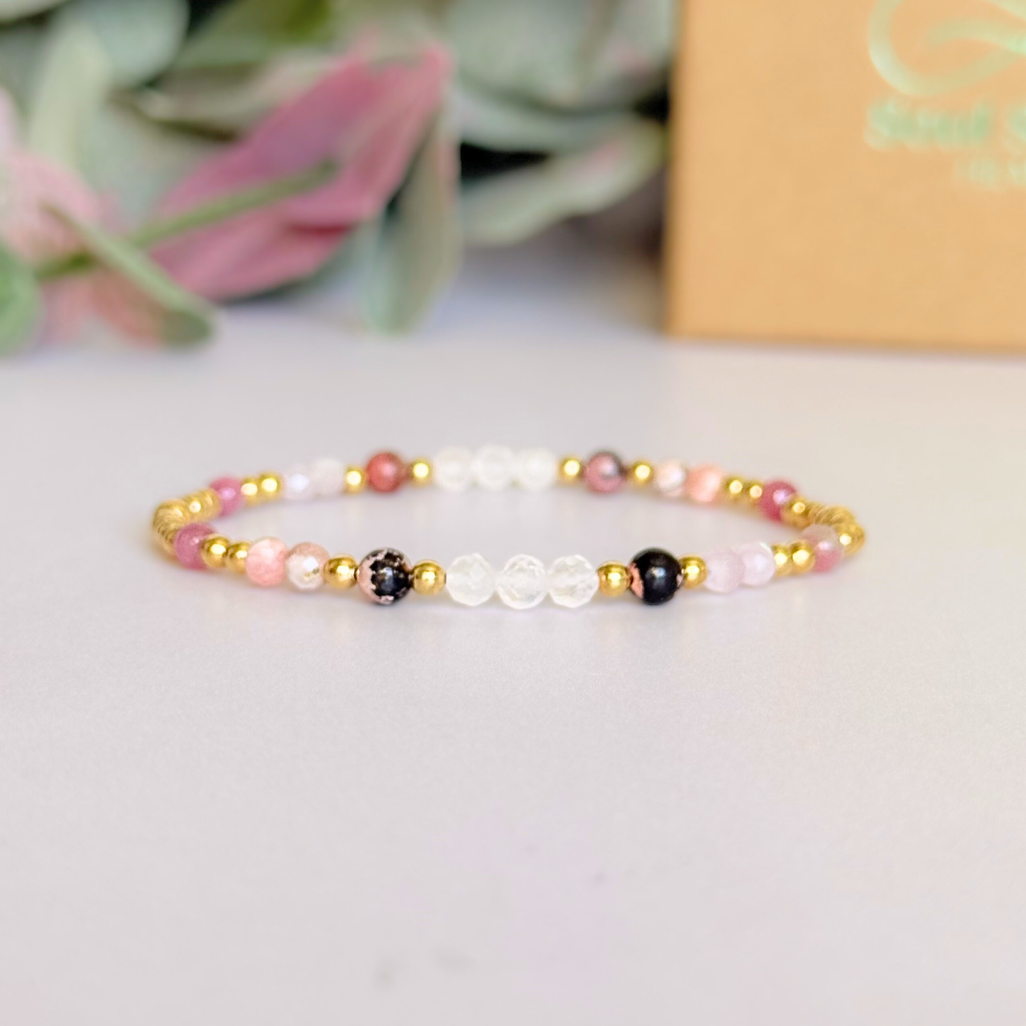 Gold vermeil crystal self love bracelet