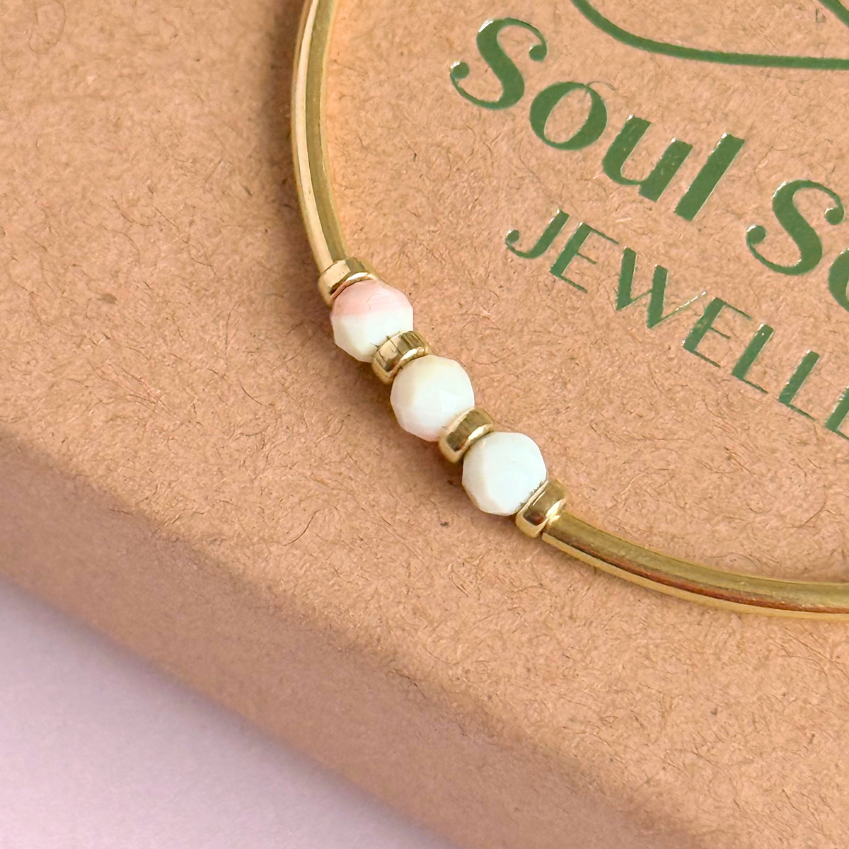 October Birthstone Milestone Birthday Gold Filled Pink Opal Bracelet