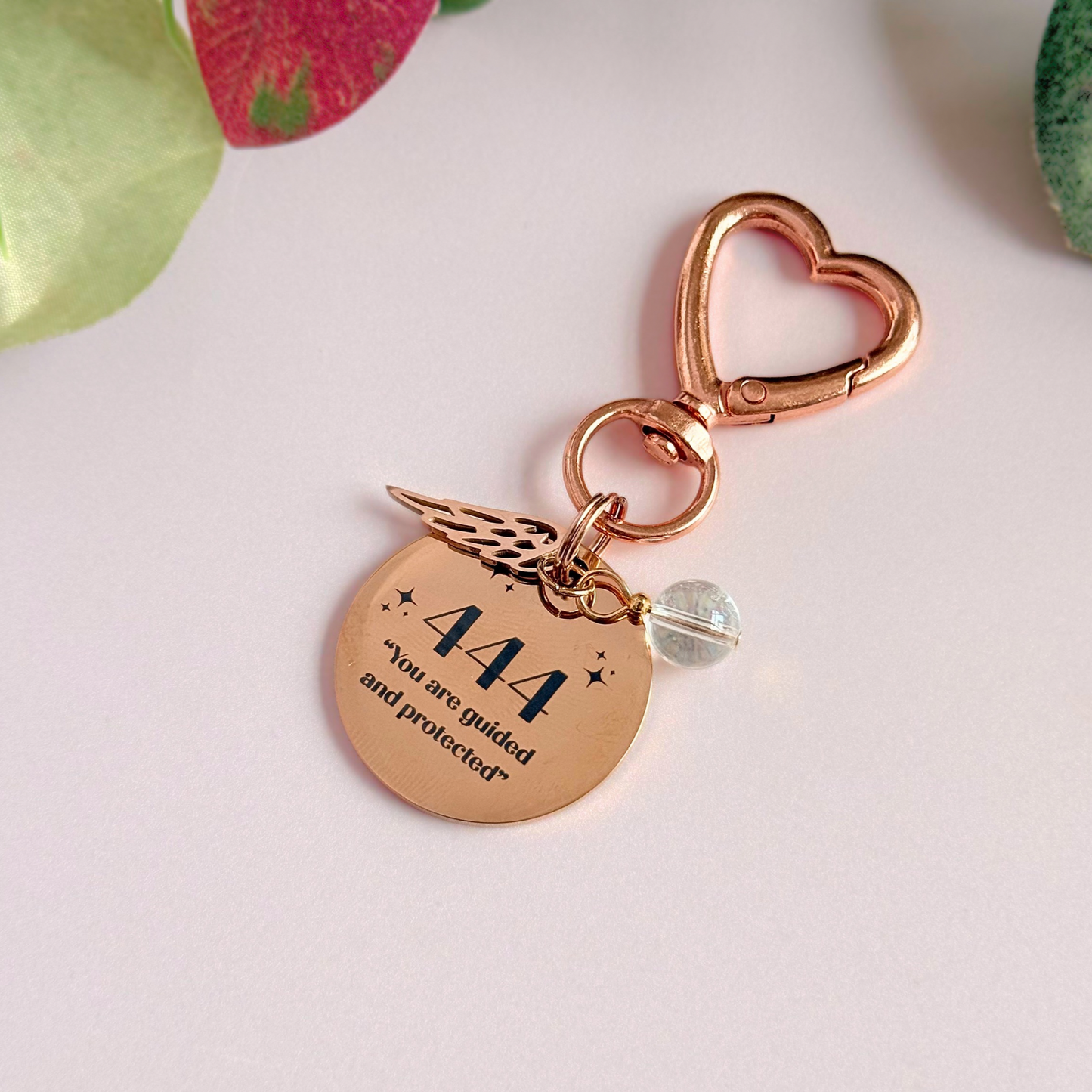 444 Angel Number Keyring / Bag Charm With Optional Crystal