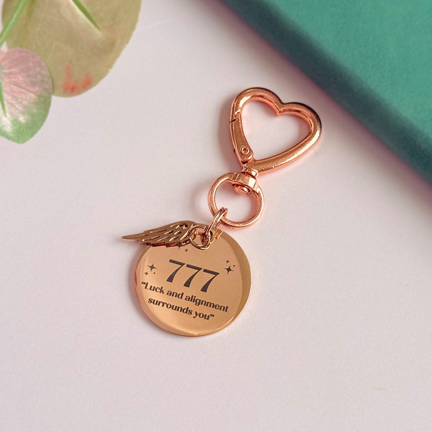 777 Angel Number Keyring / Bag Charm With Optional Crystal