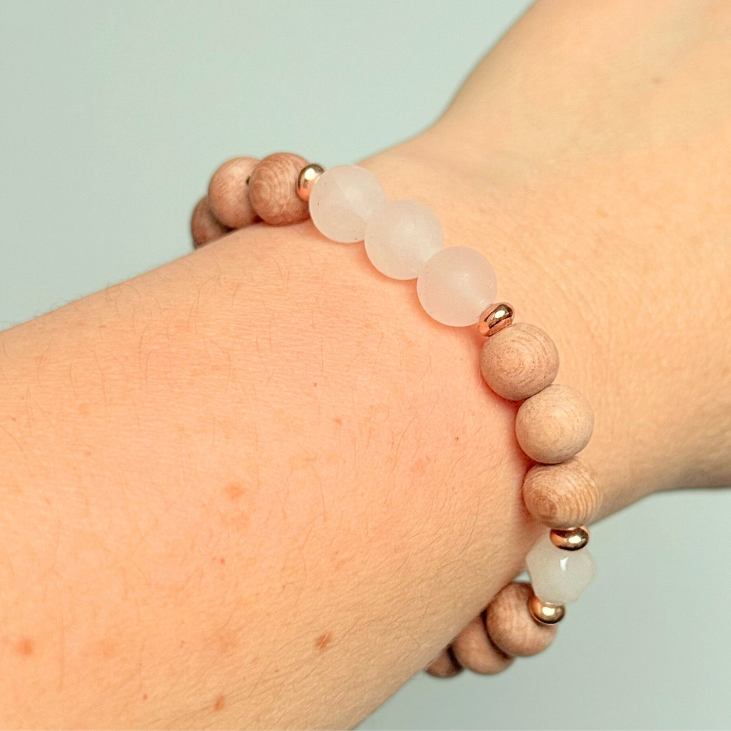 Rose Quartz essential oil aromatherapy diffuser bracelet