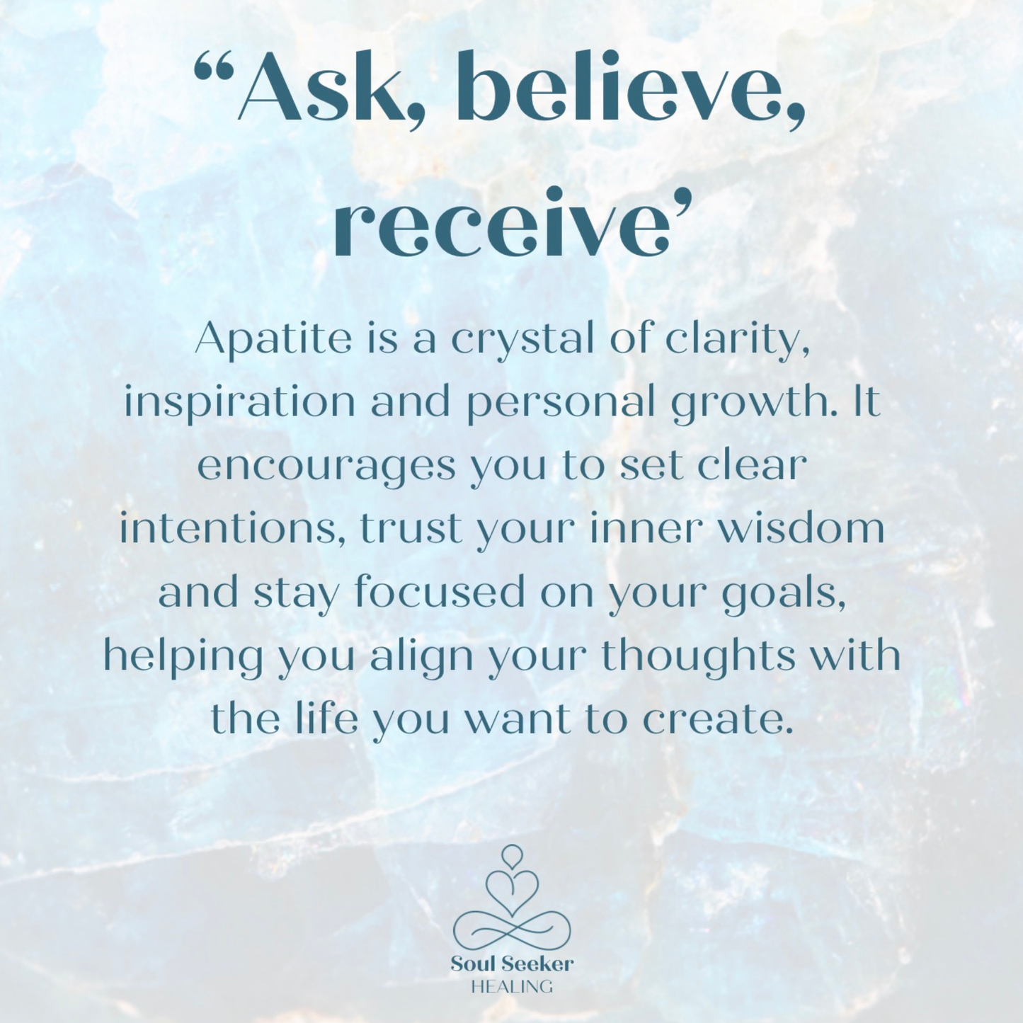 ‘Ask, believe, receive’ apatite crystal morse code bracelet for abundance and manifestation