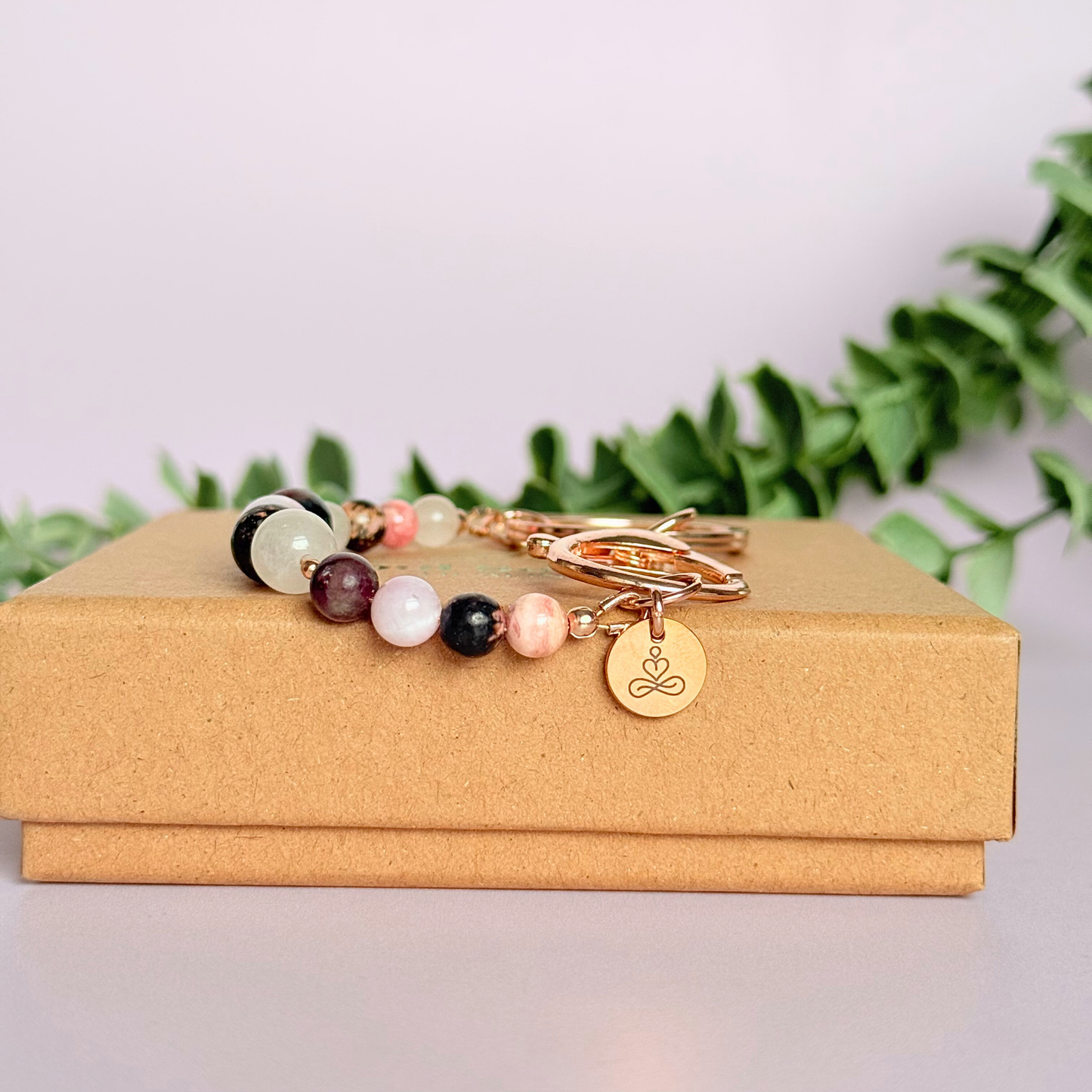 Self Love 4-4-4 breath work beads. Crystal breathing keyring