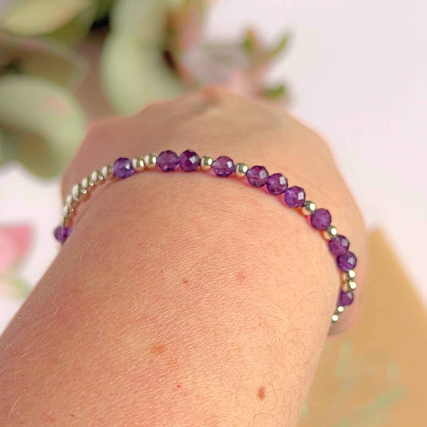 Sterling Silver Amethyst February Birthstone Bracelet