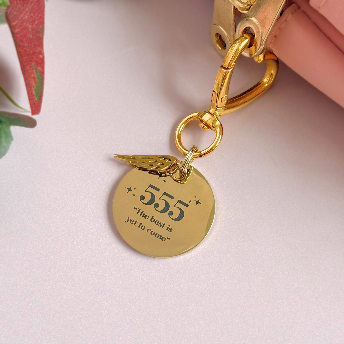 555 Angel Number Keyring / Bag Charm With Optional Crystal