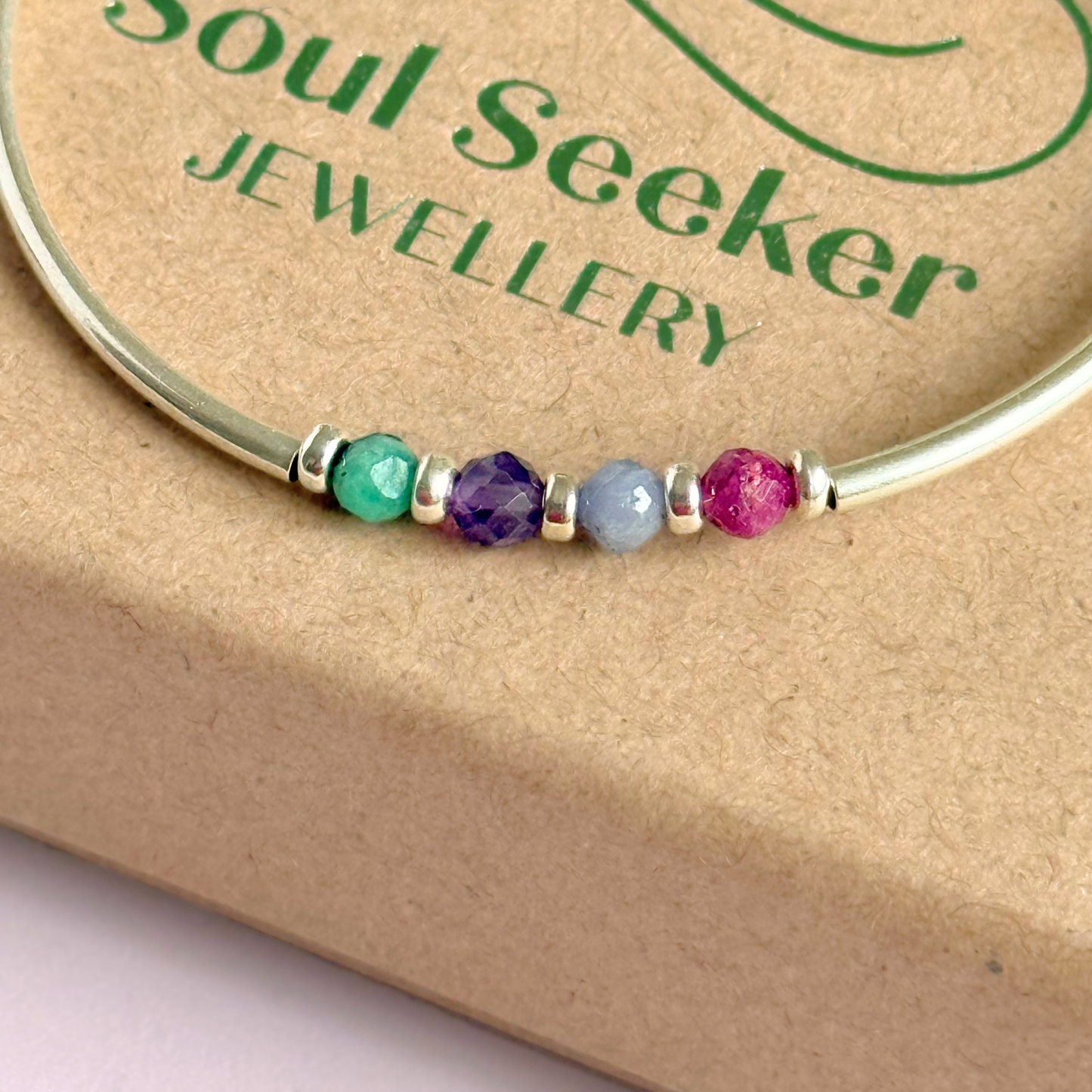 Personalised Custom Family Birthstone Sterling Silver Crystal Bracelet