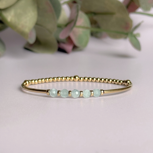 March Birthstone Milestone Birthday Gold Filled Aquamarine Bracelet