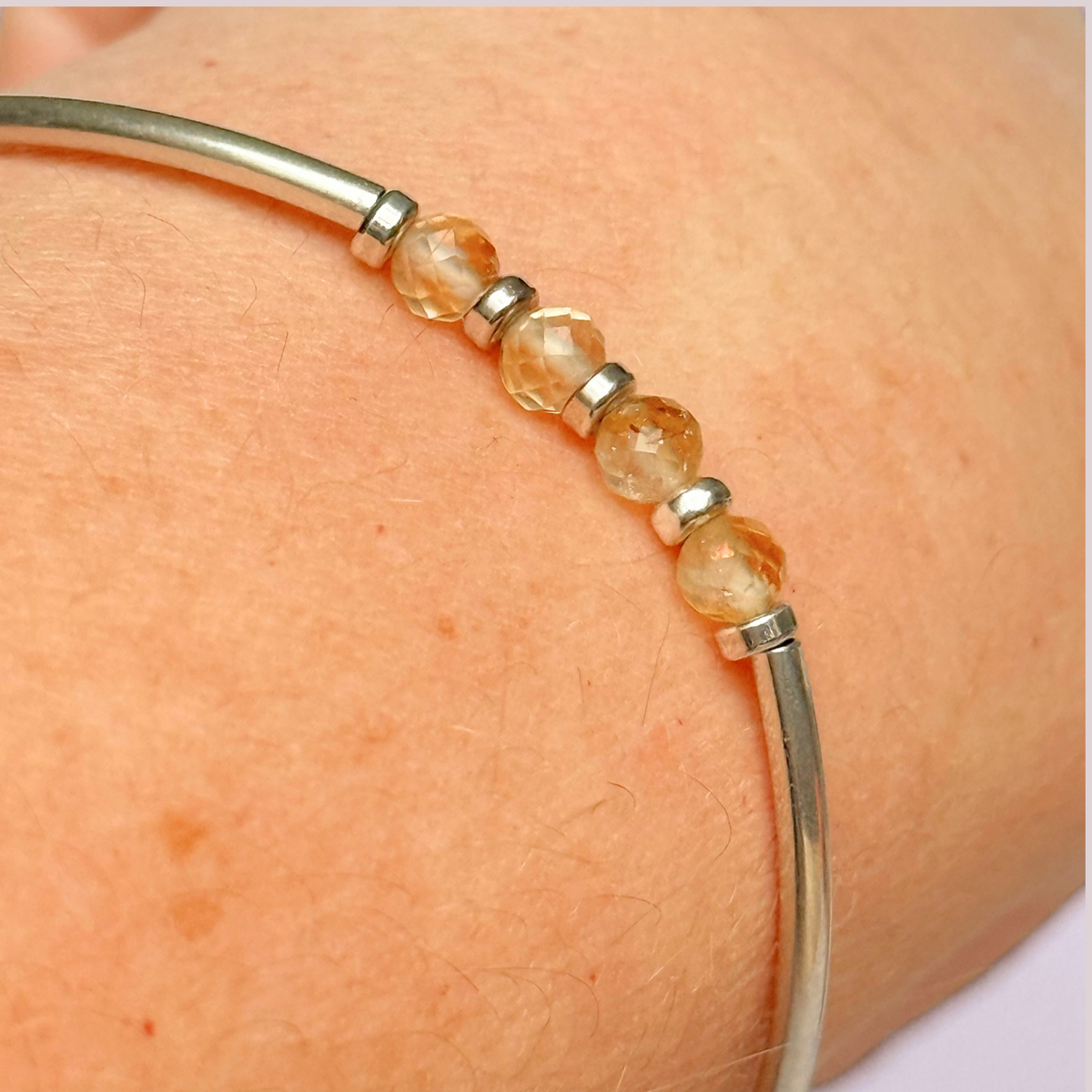 November Birthstone Milestone Birthday Sterling Silver Citrine Bracelet