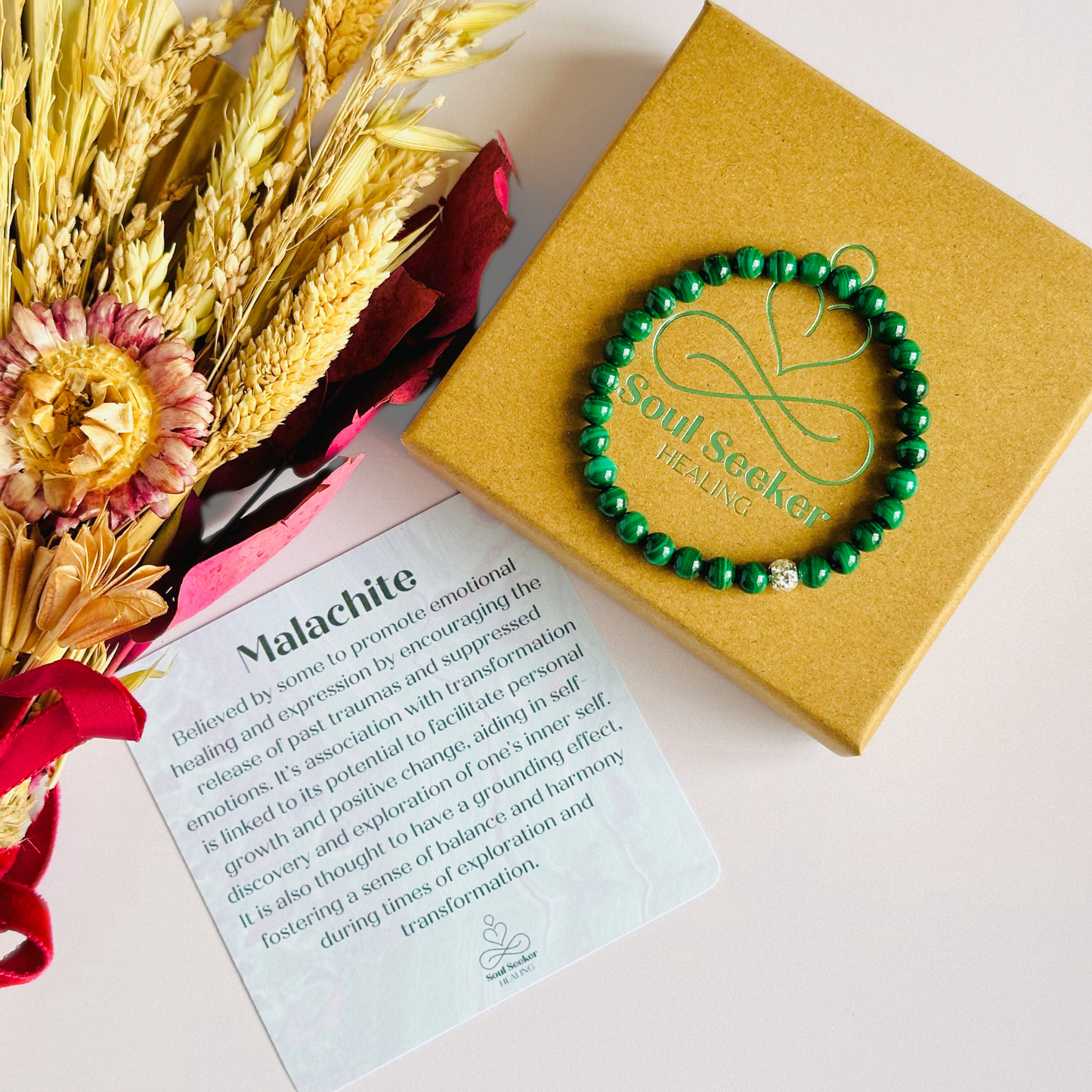 Malachite bracelet with focal bead