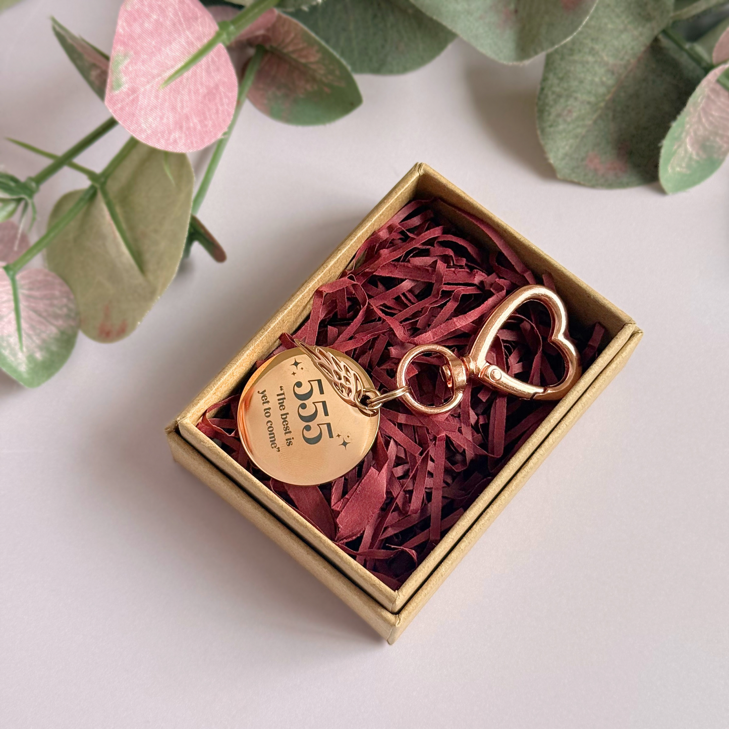 555 Angel Number Keyring / Bag Charm With Optional Crystal