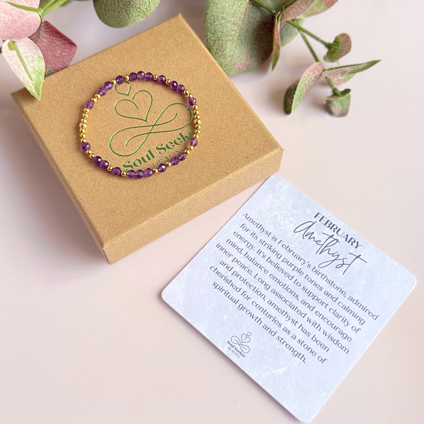 Gold Vermeil Amethyst February Birthstone Bracelet