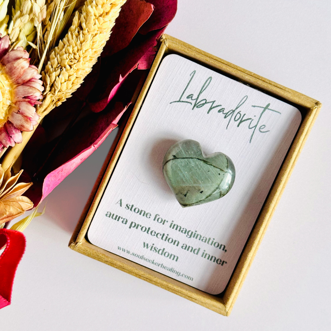 Labradorite crystal heart
